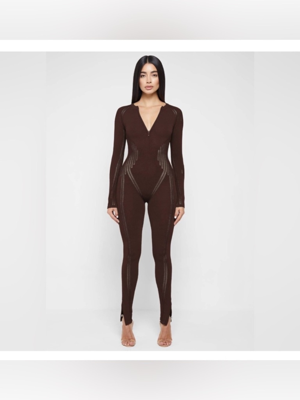 Maniere De Voir Contour Brown Knitted Jumpsuit Size L